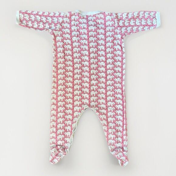 Roberta Roller Rabbit Pink "Hathi Elephant" Soft Pima Cotton Footie Sleeper 3-6m - Picture 5 of 10